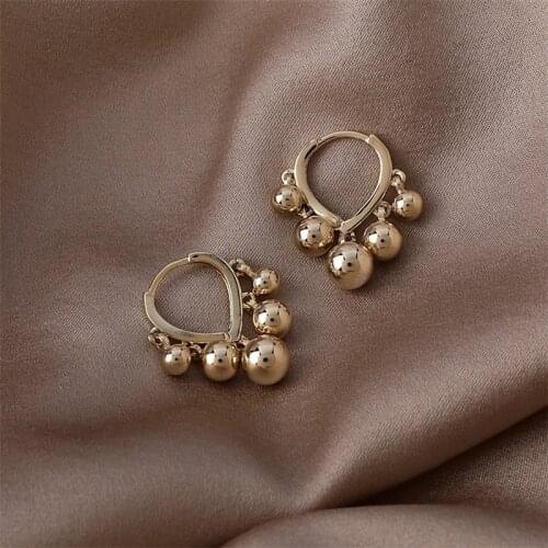 2021 Korean New Metal Ball Tassel Hollow Heart Drop Earrings For Women Simple Dangle Pendientes