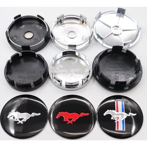 4pcs 56mm 60mm 65mm 68mm Mustang logo car emblem Wheel Center Hub Cap Rim Creative badge covers decoration sticker accessories