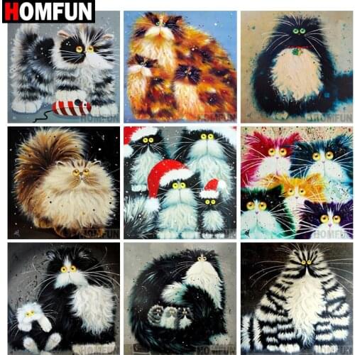 HOMFUN Art 5D Diy Diamond Painting "Cartoon cat" Diamond Pictures Cross Stitch Full 3D Rhinestone Embroidery Home Decor