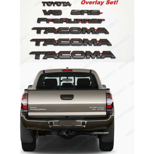 7PCS Overlay Kits Black Fit For Prerunner V6 SR5 Emblem Nameplate 2005-2015