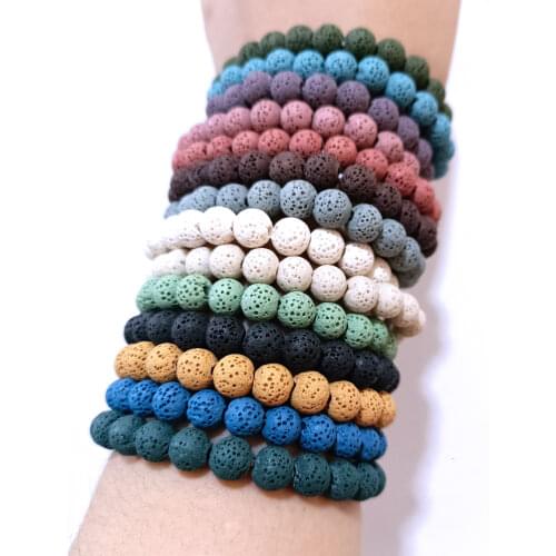 8mm Chromatic Stone Lava Bead Tibetan Buddha Diffuser Bracelets Women Men Jewelry Gift Yoga Jewelry Drop Shipping