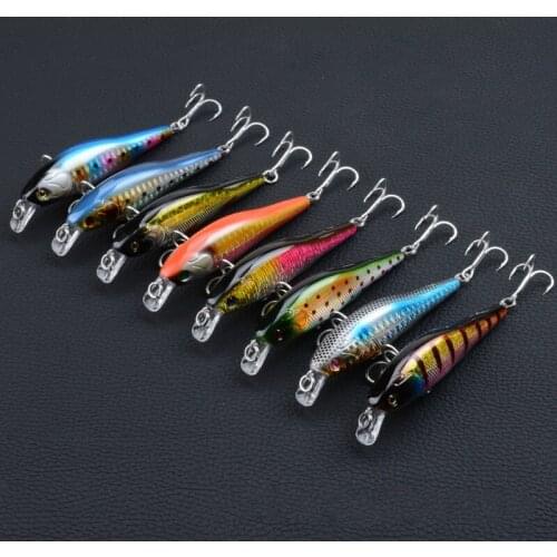 8Pcs/Lot Floating Sea Fishing Laser Minnow Lures 9cm/9.7g High Quality Wobblers Crankbait Artificial Hard Swim Baits