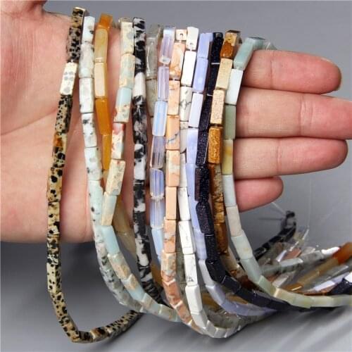 4-13mm Natural stone loose Tube Square Beads charm for jewelry making earring necklace bracelet finding handmade DIY Accessories