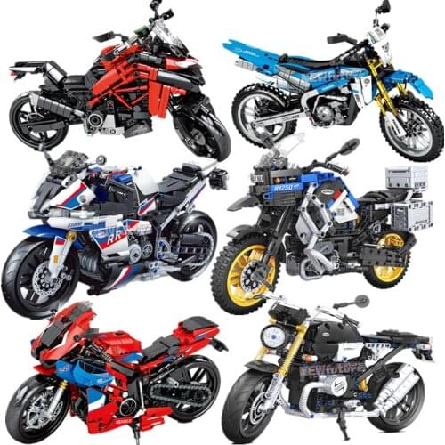 NEW Serise Motorcycle Motor Buggy Motorbike V4 R Supercar Speed Race MOC Car Sport Building Blocks Bricks Sets Kits Model