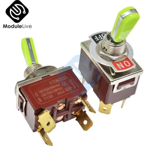 E-TEN(C)1221 12mm Toggle Switch S Double Throw SPDT ON-OFF 250/16A 1/4 Inch Mounting 31.5*19.5MM 2Positions 4Pins