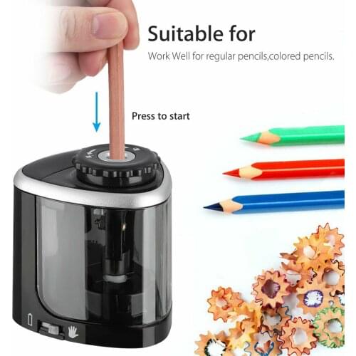 Electric Auto Pencil Sharpener Safe Student Helical Steel Blade Sharpener for Artists Kids Adults Colored Pencils