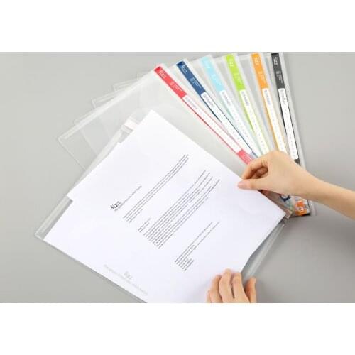 Fizz buckle type A4 Transparent file bag 6pcs Document classification assistant Office School Supplies