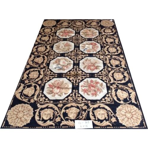 French Regional Rug With Large Needle Point Various Flower Decorative Needlepoint Handmade Sofa Floor Use Classic Knitting