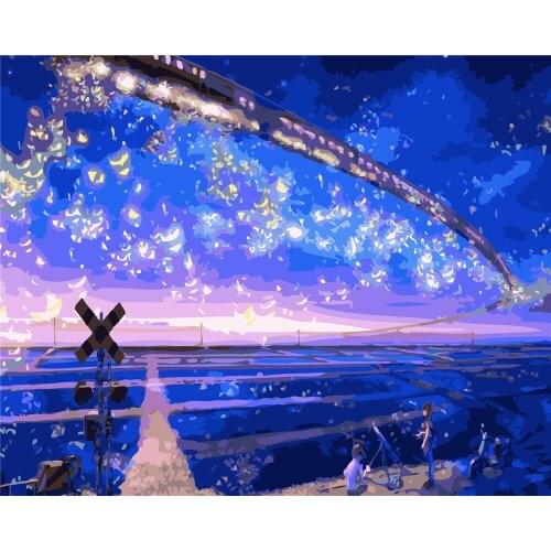 Star Train Beautiful Car Bus Oil Painting By Numbers Art Picture Acrylic Paint Drawing On Canvas For Couple Hand Painted Home