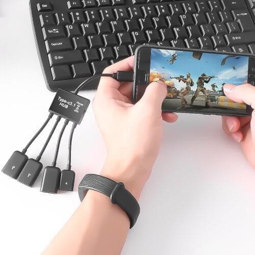 Kebidu USB3.1 C Hub Type C to USB 2.0 3 Port Micro USB Power Charging Hub Cable Connector Adapter For Samsung Huawei Notebook