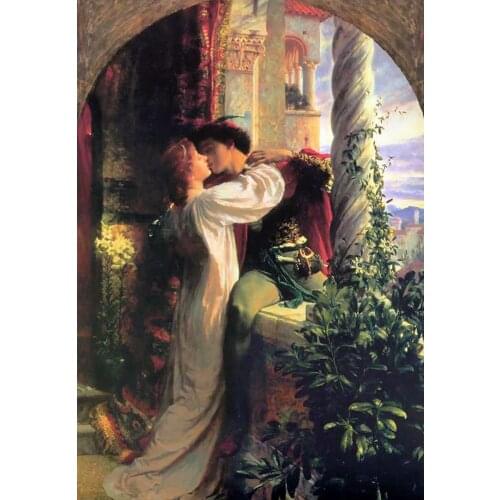 Classic Portrait Oil Painting on Canvas Wall Decoration Art Painting Frank Dicksee Romeo and Juliet Romantic Lovers Hand Painted