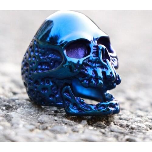 Qualtiy Polished Stainless Steel Skull Ring Men Boys Heavy Metal Skull Biker Rings Cool Gothic Punk Hip Hop Jewelry Dropshipping