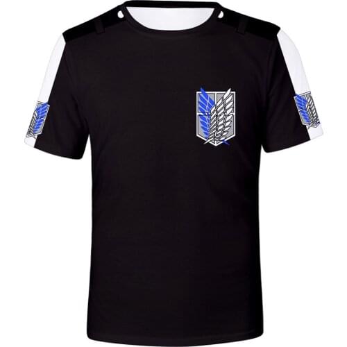 Newest Anime Attack on Titan Cosplay Cartoon Casual Fashion Floral Print Short Sleeves High Quality Around Animation Costume