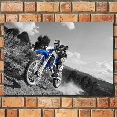 Motorbike Cross Racing Motocross Freestyle Moto Sport Silk Fabric Wall Poster Art Decor Sticker Bright