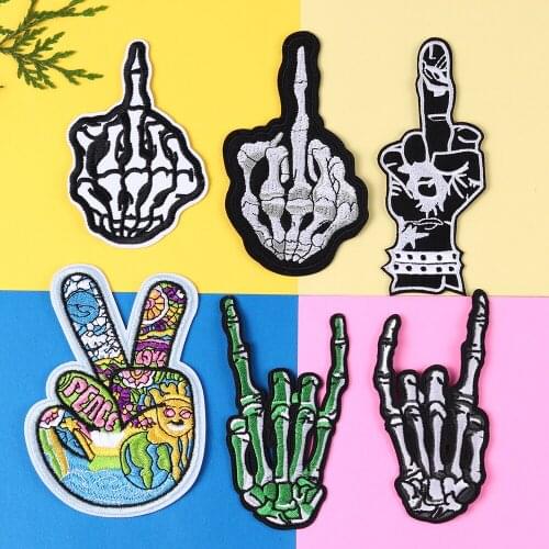 Punk style gesture Embroidery Patch wholesale Sew On Clothes Applique for DIY Clothing Accessory Patch Clothing Accessories