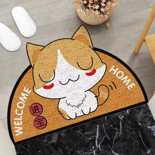 Cartoon Cat Sand Scraping Dust Door Mat Entrance Hallway Kitchen Bath Non-slip Rug Dust Removal Carpet Wire Loop Footpad Doormat