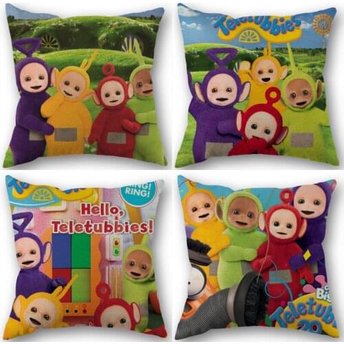 Teletubbies Cartoon Pillowcase Cotton Linen Fabric Square Zipper Pillowcase New 45X45cm Wedding Decorative Pillow cover 1210