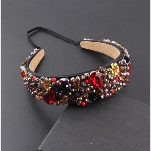 New Baroque inlaid rhinestone crystal particles heavy industry headband ladies prom catwalk travel gift hair accessories 880