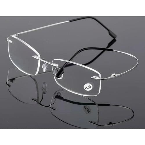 Fashion TR90 Memory Titanium Rimless Reading Glasses Men&Women Presbyopic Eyeglasses +1.0 +1.5 +2.0 To+3.5