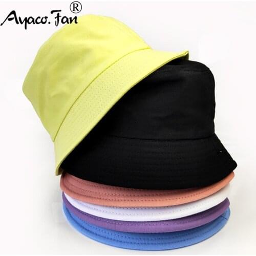 Children Cotton Bucket Hats Girl Summer Sunscreen Panama Hat Boy Pure Color Sunbonnet Fedoras Outdoor Fisherman Hat Beach Cap