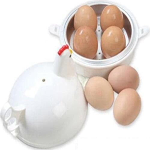 4 Egg Boiler Eggs Steamer Chicken Shaped Microwave Cooker Novelty Kitchen Household Cooking Appliances Steamer Home Tool
