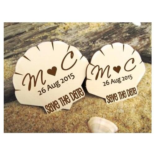 Personalized initials date Seashell Wedding Save the Date fridge Magnets engagement bridal shower party favors company gifts