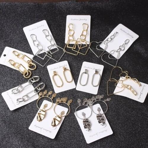 Hollow Big Round Skull Heart Square Chain Long Drop Earring Geometry Statement Earrings For Women Simple Jewelry Girl Gift