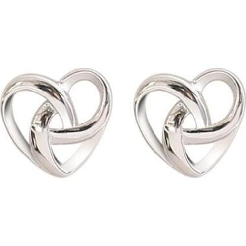 Korean Style Silver Color Heart-Shaped Earrings Sweet Romantic Wedding Party Womens Earrings Jewelry Accessories