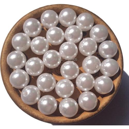 Beads For Kids Pearls Pearl Bead for Jewelry making Snow White Bead 6mm to 30mm A63 Round Chunky Beads for Bubblegum Necklaces