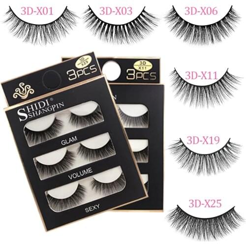 SHIDISHANGPIN 3 pairs 29 styles False Eyelashes Natural Long 3D Faux Mink Hair Soft Fluffy Wispy Handmade Lashes Eye Maquiagem