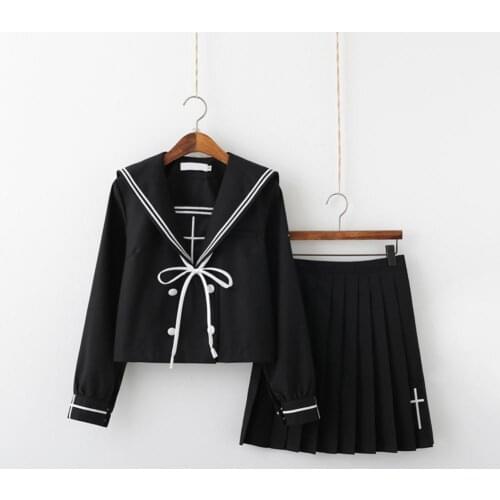 Elastic Waist Japanese Student Girls School Uniform Solid Color JK Suit Pleated Skirt Short/Middle/Long High School Dress