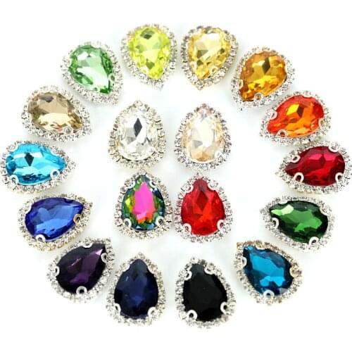 Strass gem drop rhinestones silver claw crystal glass l sew on stones sewing Rhinestone applique for needlework clothes shoes
