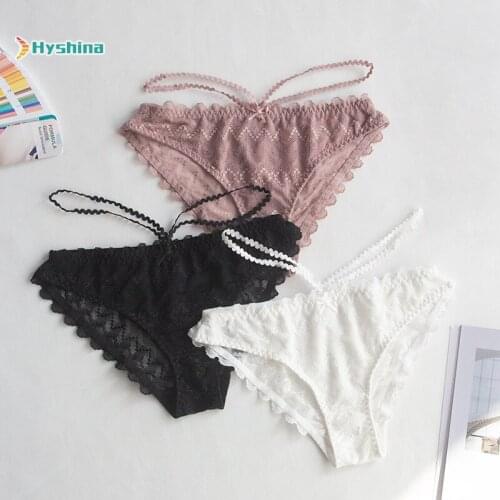 Briefs Lace Feminine Japanese Ice Silk Cotton Large Seamless Mid Waist Classic Lace Lace Underwear