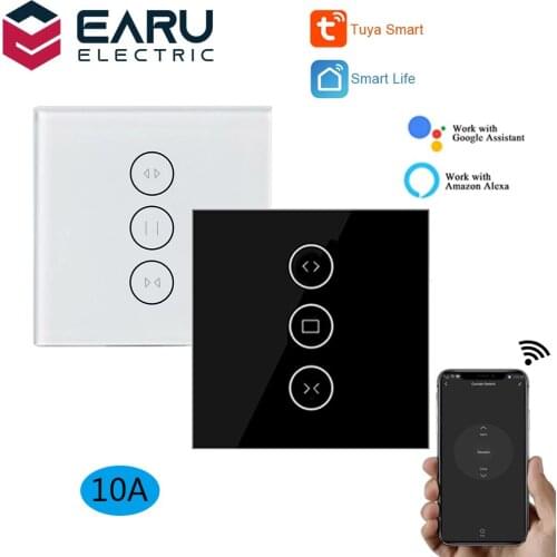 WiFi Smart Timer Glass Wall Touch Curtain Switch Controller for Roller Shutter Electric Motor TUYA Smart Life Google Home Alexa