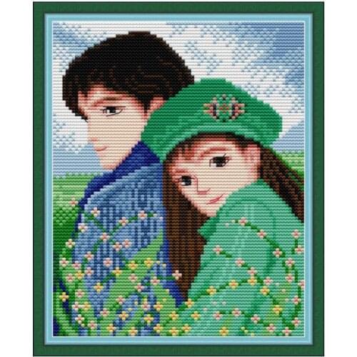 Lean on Your Shoulder Cross Stitch Patterns Printed on Canvas 14ct Embroidery Kits 11ct Counted Fabric DMC DIY Needlework Crafts