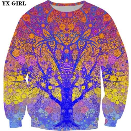 YX GIRL Brand clothing 2018 New style Fashion Sweatshirt Fantastic Trip Tree 3d Print Hoody Mens womens Casual pullover