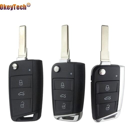 OkeyTech Replacement For Volkswagen for VW Golf 7 Octavia A7 Jetta Passat Beetle Polo Bora 3 Buttons Modified Key Shell Cover