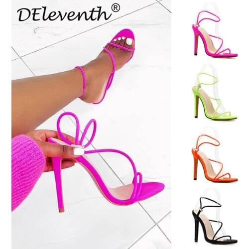 Sandalias Womens Sandals Ladies Pumps Fashion Round Toe Stretch Fabric 12CM Thin High Heels Slip On Shallow women shoes black