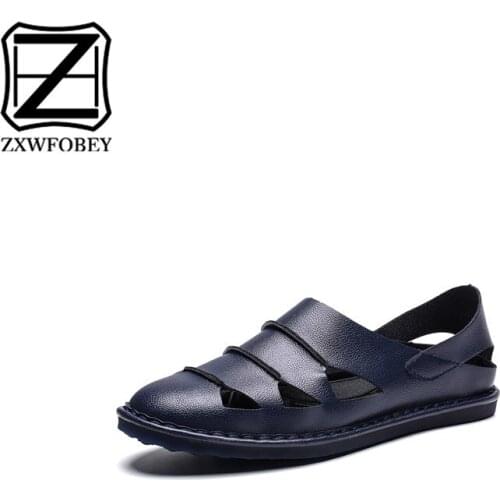 ZXWFOBEY Men Male Shoes Genuine Leather Summer Quality Beach Slippers Casual Sneakers Outdoor Fashion Brand Large Size 47-48