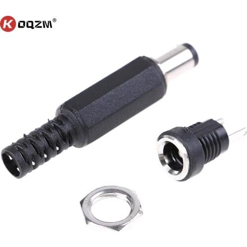 1Pair New Female Plug+Male Plug Jack Socket Adapter Dc Power Supply Panel Mount Connector