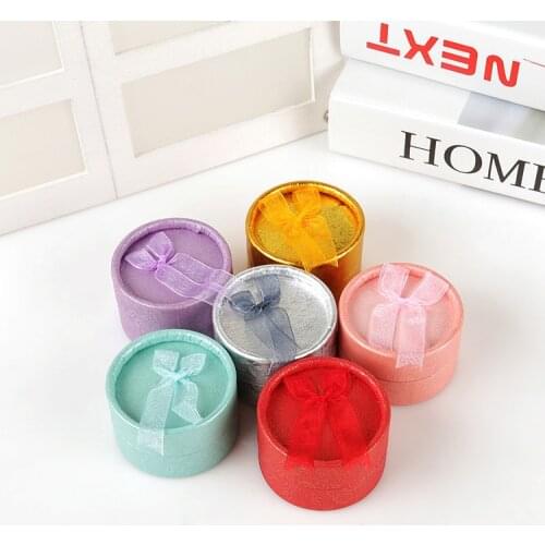 1PC 5.5CM Bow Box Earrings Rings Necklace gift Box Small Jewelry Carton Present Box Round Gift boxes party supplies