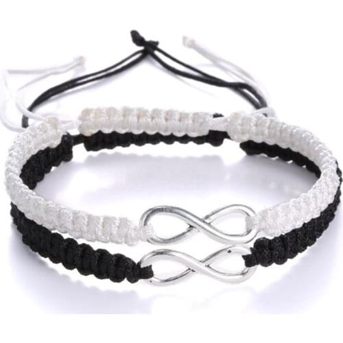 2Pcs Bohemian Lucky Kabbalah Infinity Love Figure 8 Friendship Bracelet Infinity Lovers Braided kit Fashion Jewelry