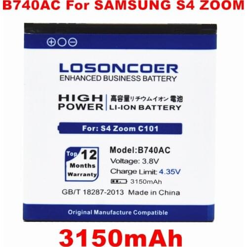 LOSONCOER 3150mAh B740AC B740AE Battery for Samsung Galaxy S4 Zoom SM-C1010 C105 NX3000 I939D S4zoom C1010