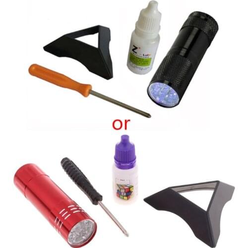 4pcs/set Rubiks Cube Accessories Lubricants Oil Screwdriver Base Holder Frame Flashlight