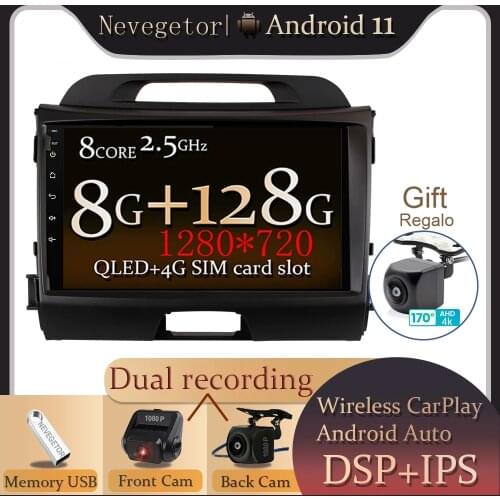 4G + 64G 9" Android 10 GO Car DVD Player for KIA Sportage 3 4 2010 2011 2012 2013-2016 Car Radio GPS Navigation WIFI Player