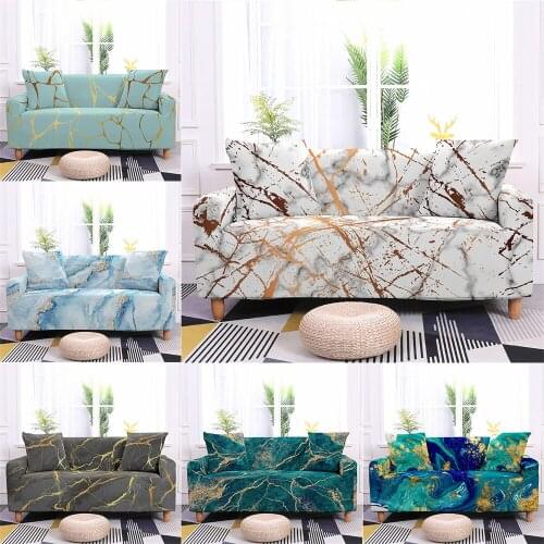 Fashion Marble Printed Slipcovers Elastic Stretch Sofa Cover For Living Room Sectional Stretch Couch Cover 1/2/3/4 Seater