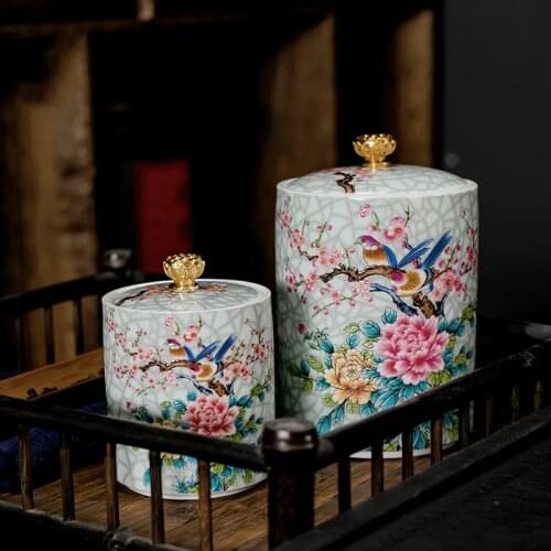 Colorful Ceramic Tea Caddies Large Handmade Porcelain Coffee Sugar Storage Jars Tea Caddies Home Caja De Te Home Garden DG50TC