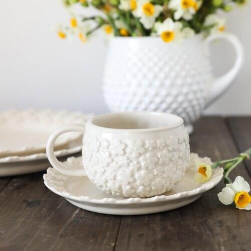 Designer Hand Made Flower Plate/Matte Retro Flower Blooming Plate/Stereo Flower Coffee Cup