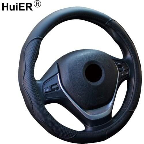 HuiER Car Steering Wheel Cover High PU Leather 4 Colors Steering Cover Anti-slip For 37-38CM/14.5-15" Steering Wheel Car Styling