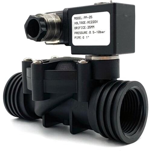 Valve,solenoid valve,plastic valve 1/2" 3/4 1 inch Orifice 15/20/25mm normal closed water valve,10bar 220V Pilot operated